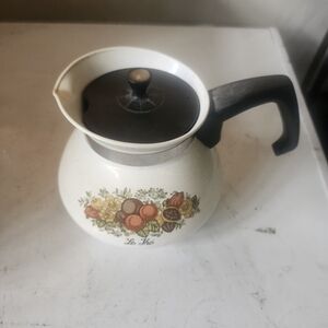 December..Sale..Buy 1 Get 1 Free..Vintage Corningware Floral Enamel Teapot